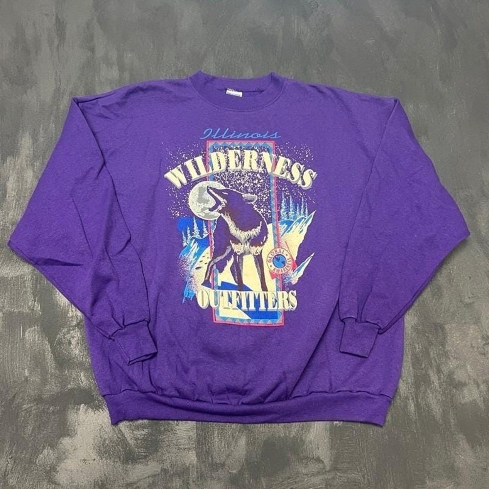 Vintage Illinois Wilderness‎ Outfitters Sweatshirt XXL Purple 1990s